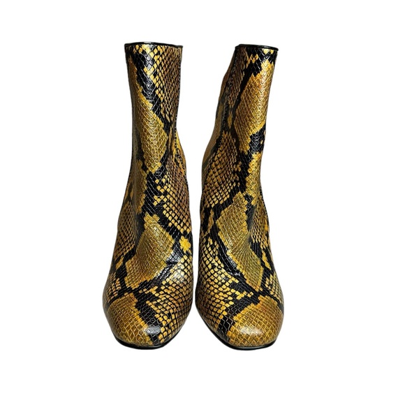 Aqua Soren Yellow Snake Print Block Boot Heels - Picture 2 of 10